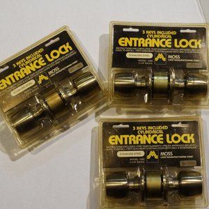 Moss entrance lock set stainless steel with keys 3 Sets New